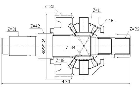 Mercedes-Middenas 343 van de Benz Volledige Differentiële Assemblage 350 1023